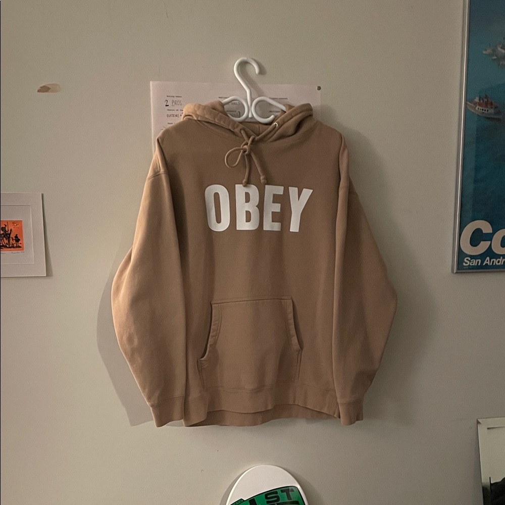 Obey Men's Beige Hoodie Sweater